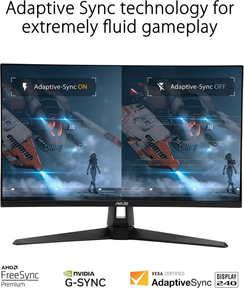 ASUS TUF Gaming 27' 1440P Gaming Monitor (VG27AQM1A) - QHD (2560 x 1440), 260Hz, 1ms, Fast IPS, Extreme Low Motion Blur Sync, Freesync Premium, G-SYNC Compatible, DisplayHDR400, 3 Year Warranty