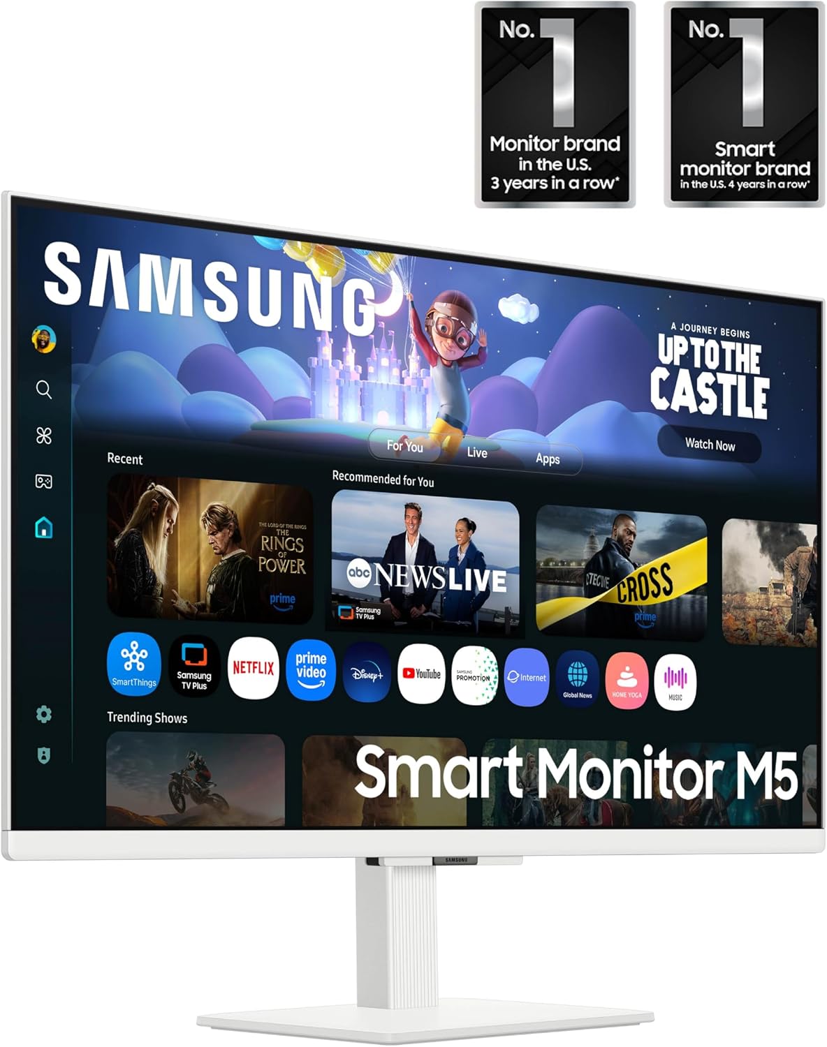 Samsung 27-Inch M5 (M50F) Series FHD Smart Monitor with Streaming TV, Speakers, HDR10, Gaming Hub, Multiple Ports, Workout Tracker, Vision Accessibility Tools, White, LS27FM503ENXZA