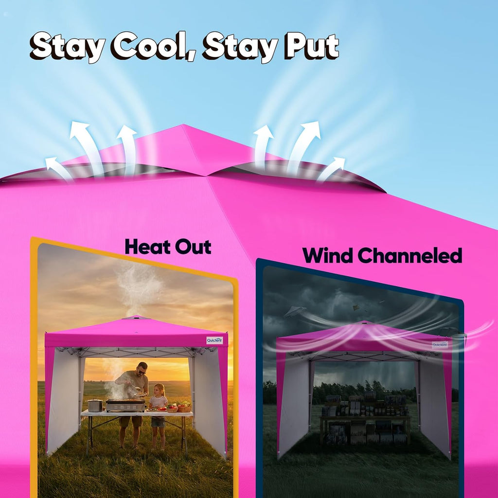 Quictent 10x10 Pop Up Canopy Tent with 2 Sidewalls, Instant Setup Gazebo for 1 Person, Portable & Compact, Waterproof & UV Protection, Ideal for Camping, Beach, Parties, and Outdoor Events
