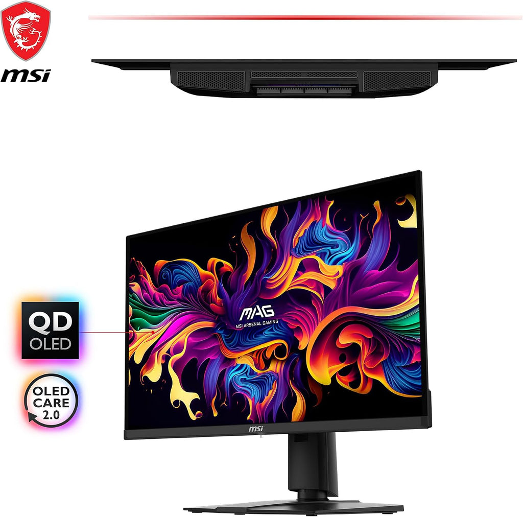 msi MAG 271QPX QD-OLED, 27 OLED Gaming Monitor, 2560 x 1440 (QHD), 0.03ms Response time, 360Hz, True Black HDR 400, HDMI, DP Port, USB Type C, Tilt, Height, Black
