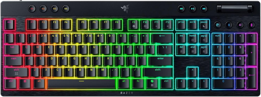 Razer BlackWidow V4 Low Profile HyperSpeed Wireless Gaming Keyboard: Yellow Mechanical Switches - 2.4GHz Wireless & Bluetooth - Multi-Function Roller - 11 Control Buttons - Long Battery Life