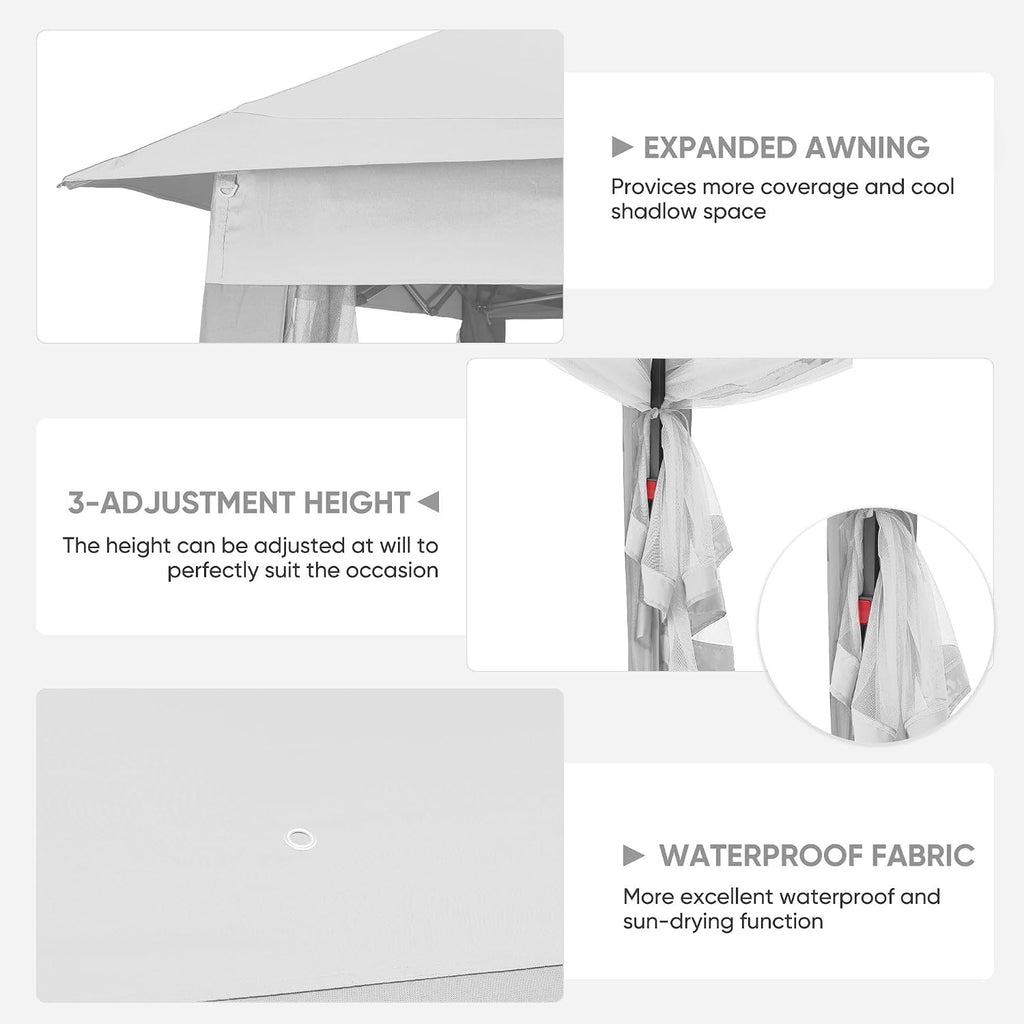 11x11 Pop Up Camping Shelters Tent, Outdoor Tent with Netting, Outdoor Shelters for Backyard, Screen House with Wheeled Cover Bag, White.