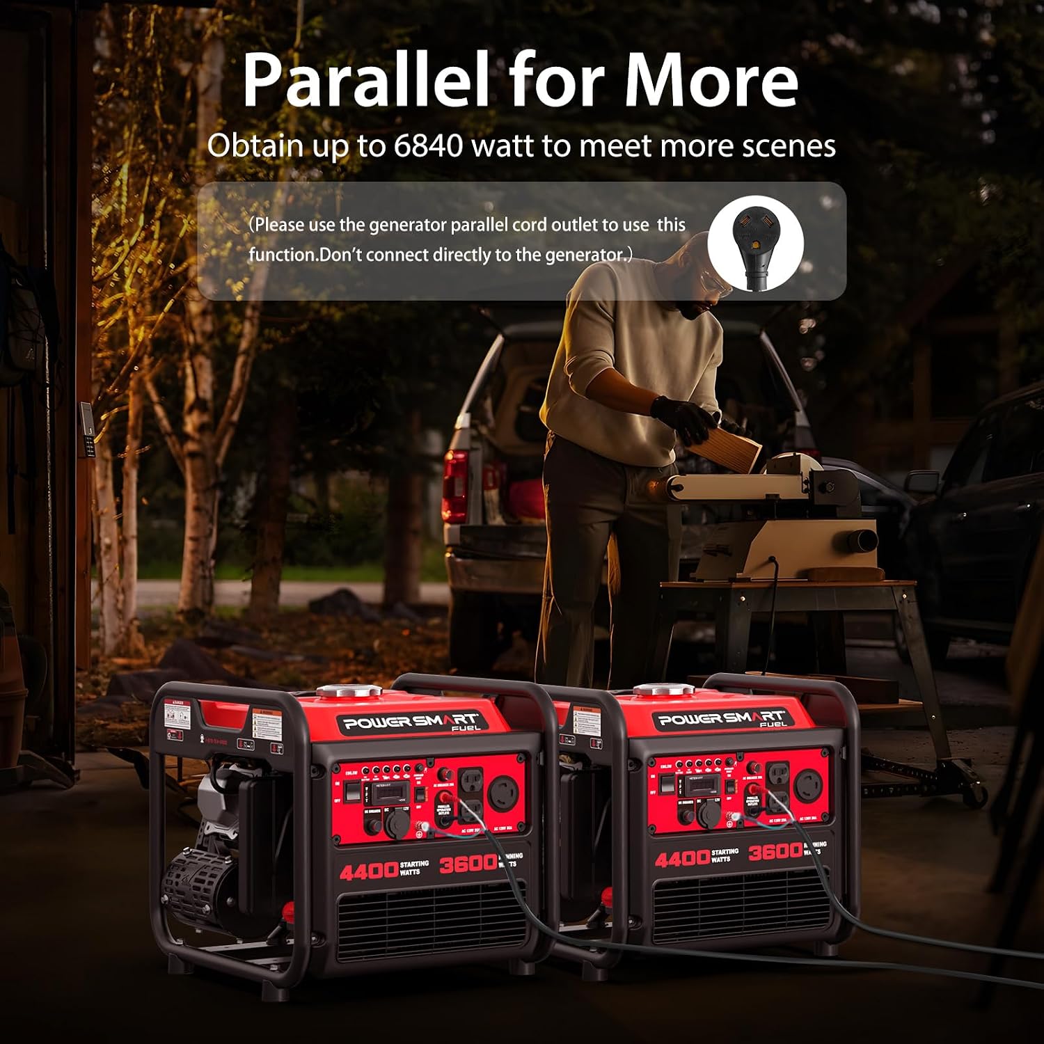 PowerSmart 4400-Watt Portable Inverter Generator, Gas Powered, CO-Sensor, Lightweight & Quiet for Home Use and Emergency Backup, Camping, EPA Compliant