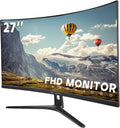 CRUA 27' Curved Monitor, FHD(1920x1080P) VA Panel, 100HZ, 120% sRGB Professional Computer Monitor, Narrow Bezels on Three Sides, Blue Light Filter, Office and Dormitory(HDMI, VGA)-Black