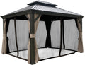 Kozyard Gazebo Privacy Screen Netting for 12' x 12' Gazebo, Textilene Mesh Net for Hardtop Gazebo, Breathable Outdoor Gazebo Netting