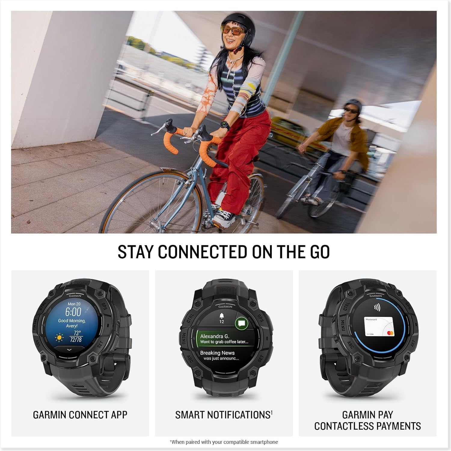 PlayBetter Garmin Instinct 3 50mm (Black/Charcoal) AMOLED Rugged Outdoor GPS Smartwatch Bundle - Metal Bezel, Built-in Flashlight, Long Battery Life Portable Charger & HD Screen Protectors