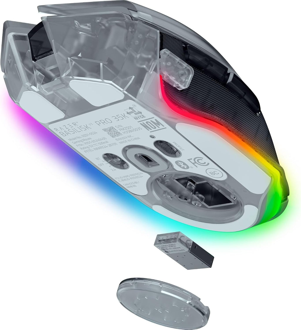Razer Basilisk V3 Pro Wireless Gaming Mouse, 35K DPI Sensor, HyperScroll Tilt Wheel, Optical Switches, 13 Customizable Controls, RGB Lighting, Up to 140-Hour Battery Life, Phantom White