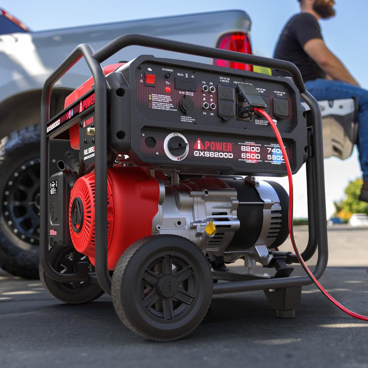A-iPower 8200W Portable Generator Dual Fuel, Gas and Propane Powered Power Supplies with 322cc OHV Engine, CO Sensor, Heavy Duty Generators For Jobsite, RV, Whole House Backup Emergency
