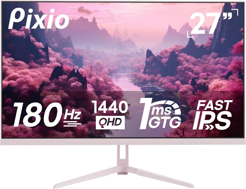 Pixio PX278 Wave Pink 27 inch 180Hz Refresh Rate Quad HD 1440p Resolution Fast IPS Panel 1ms GTG Response Time Built-in Speakers Gaming Monitor with AMD FreeSync