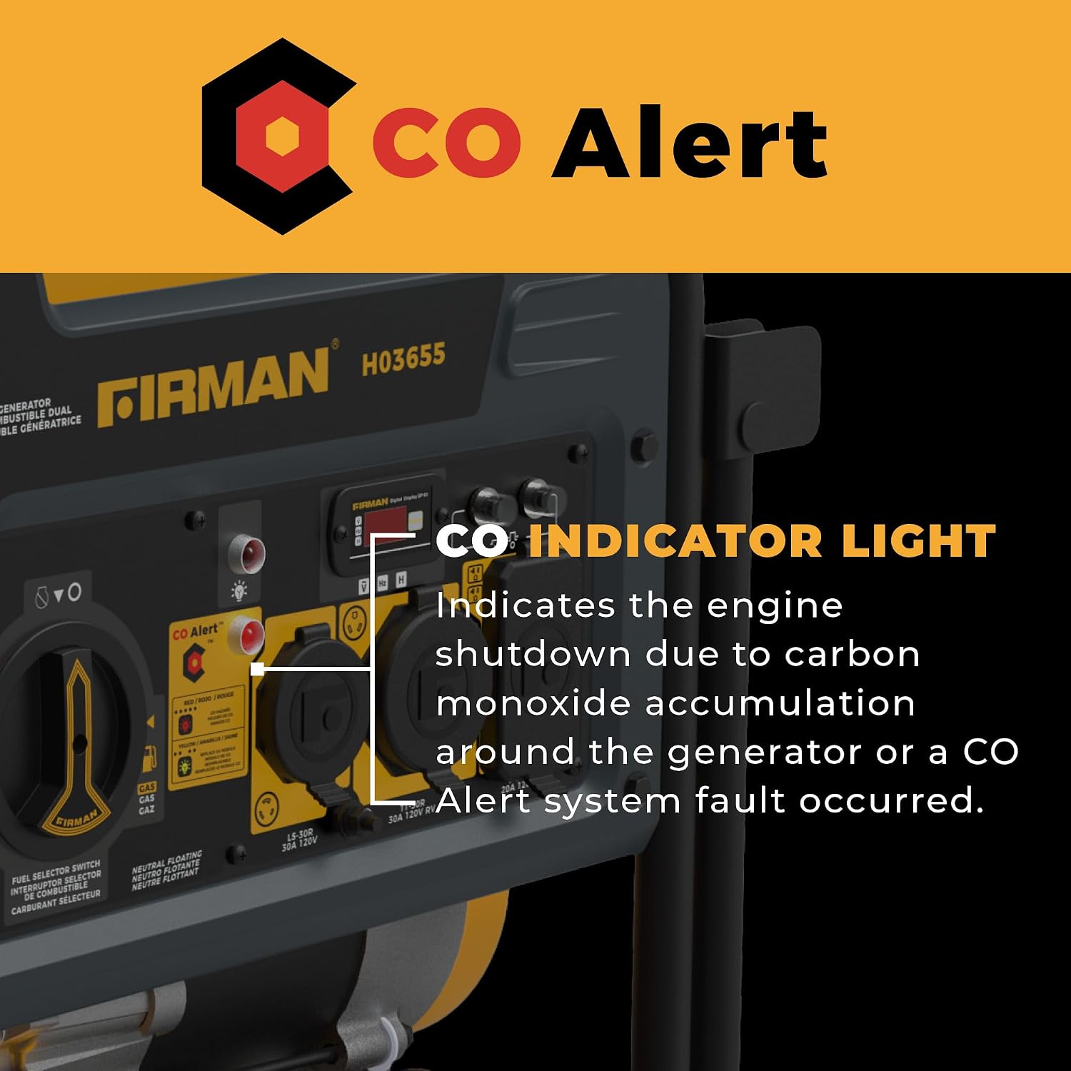 FIRMAN H03655 Dual Fuel Portable Generator, 4550W Gas 3650W Running, 4100W Propane, Recoil Start, 120V, CO Alert, Low Oil Shut Off, RV Ready, Home Backup, Camping, Outdoor Power