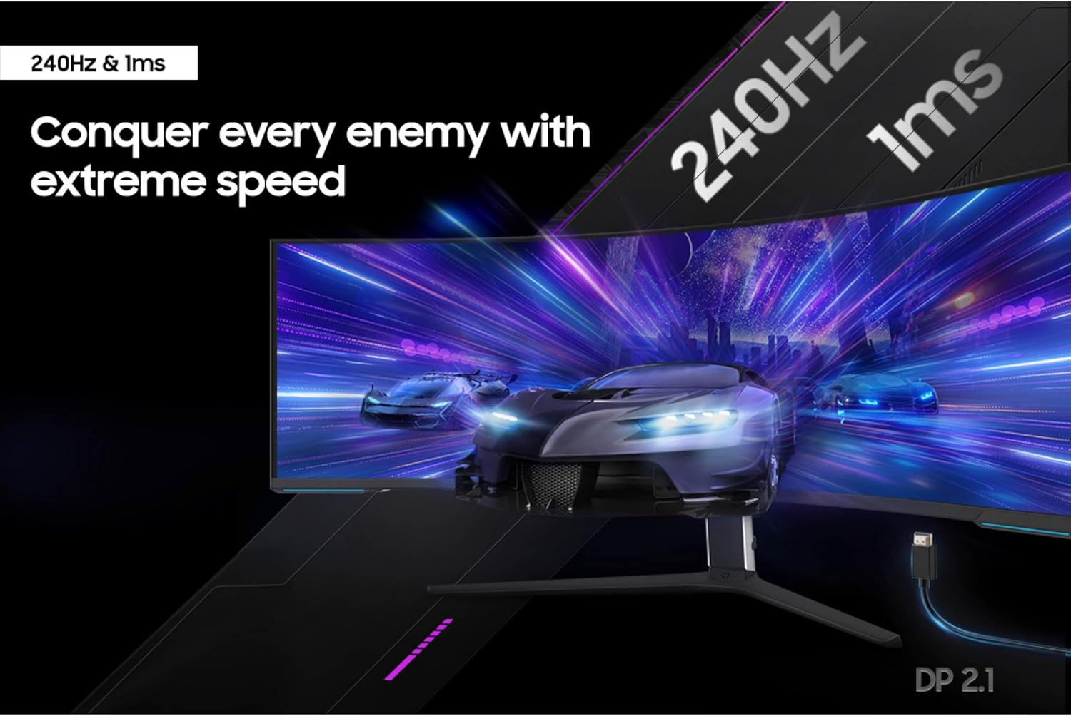 Samsung 57' Odyssey Neo G9 (G95NC) Series Dual 4K UHD 1000R Curved Gaming Monitor, 240Hz, 1ms with DisplayPort 2.1, Quantum Mini-LED, DisplayHDR 1000, AMD FreeSync Premium Pro, LS57CG952NNXZA
