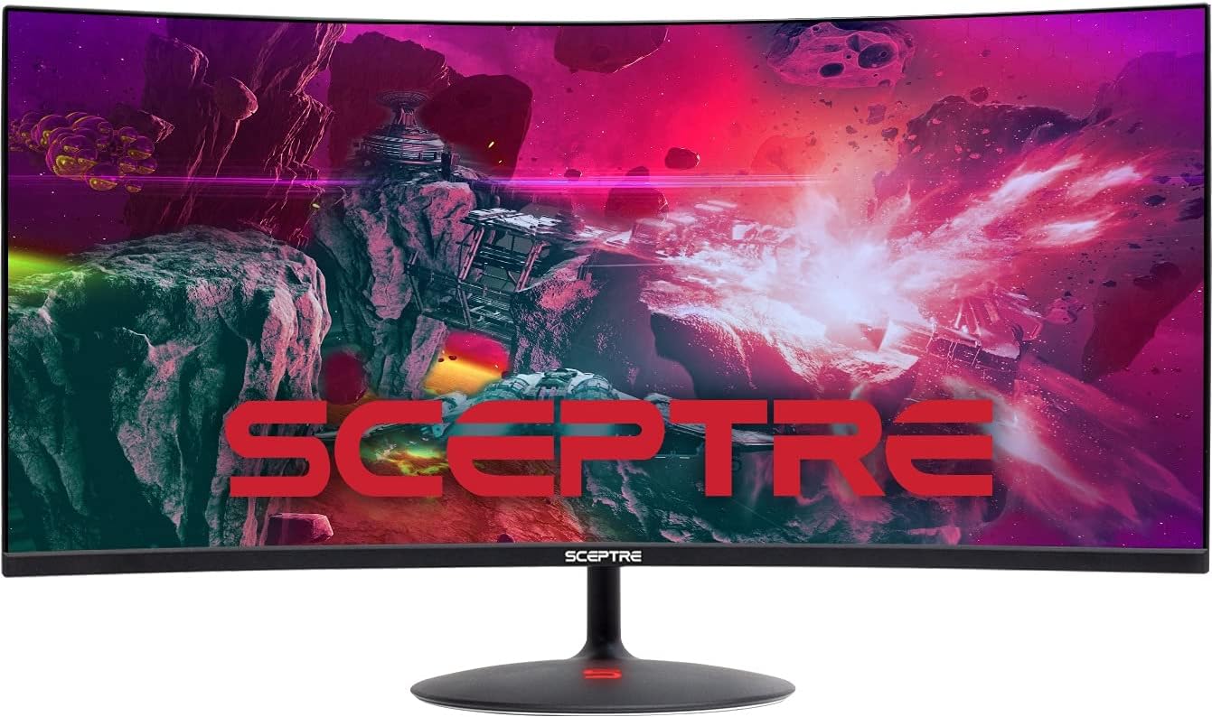 Sceptre 34-inch Curved UltraWide 21: 9 Creative LED Monitor 2560x1080 Frameless HDMI DisplayPort Up to 100Hz, Machine Black 2020 (C345W-2560UN)