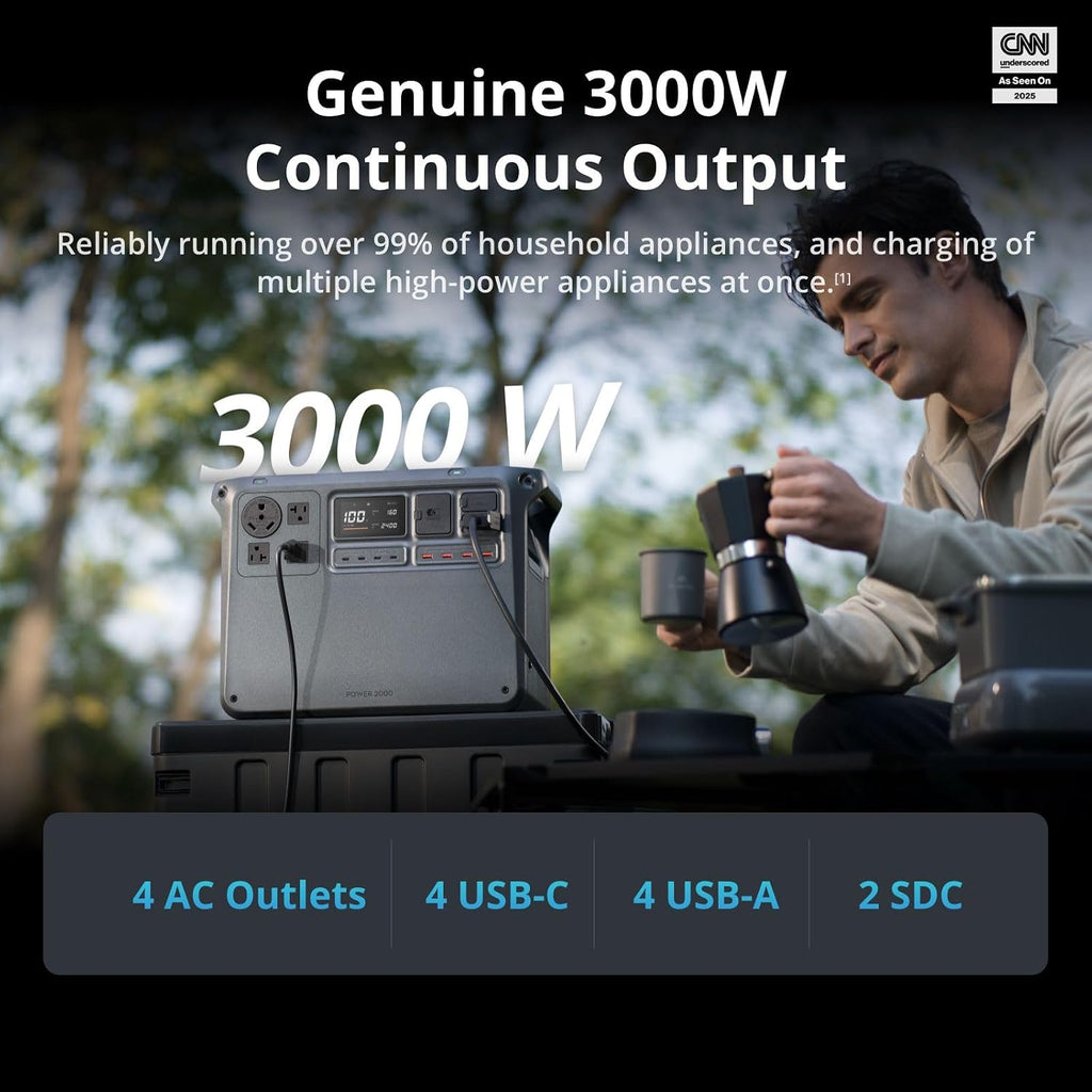 DJI Power 2000 Portable Power Station, SDC to Mavic 3 Cable, 2048Wh LFP Battery, Compact Size, 3000W Stable Output, Drone Ready in 30 Mins, Camping, Filmmaking, Flight Session