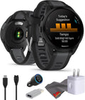 Garmin Forerunner 165 GPS Running Smartwatch, Fitness Tracker Smart Watch for Men and Women Bundle with Accessories - Black/Slate Gray