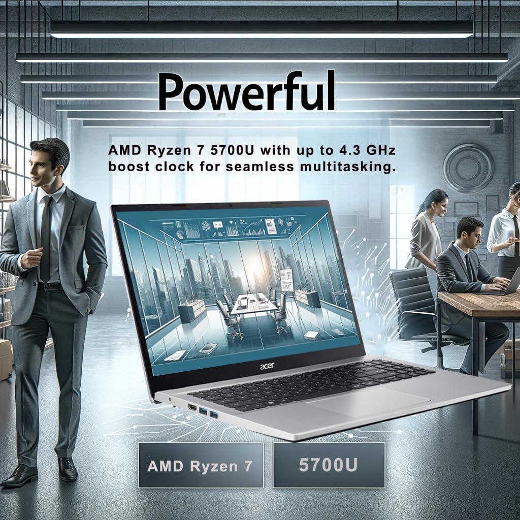 acer Aspire Premium Laptop | AMD Ryzen 7 5700U (Beats i7-1250U) CPU | 32GB RAM | 1TB SSD | 15.6' FHD Display | Fast Wi-Fi 6 | Sleek Design | Ethernet Port | AI Noise Removal | Windows 11 | WOWPC