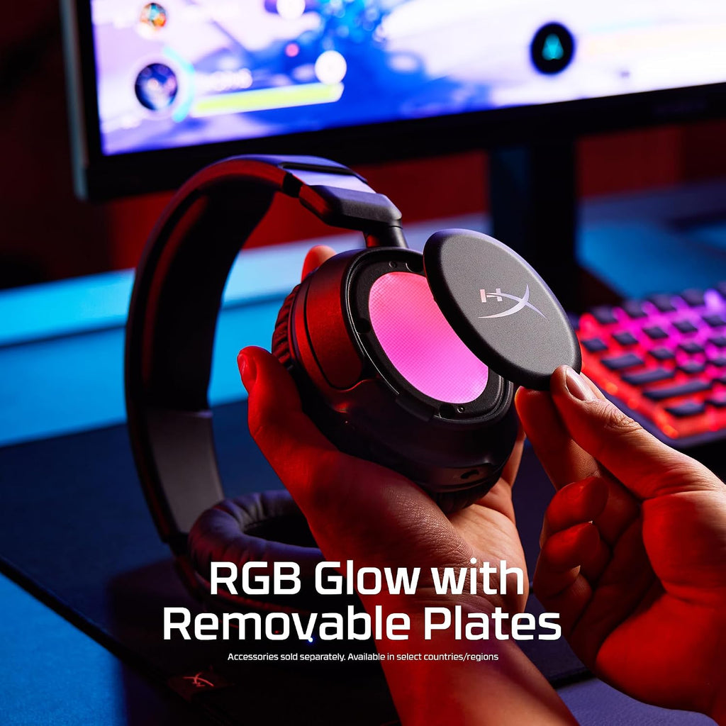 HyperX Cloud Flight 2 – Wireless Gaming Headset, Customizable RGB Lighting with Removable Earcup Plates, up to 100 Hours of Battery Life, 2.4GHz & Bluetooth, Multi-Platform Compatibility - Black