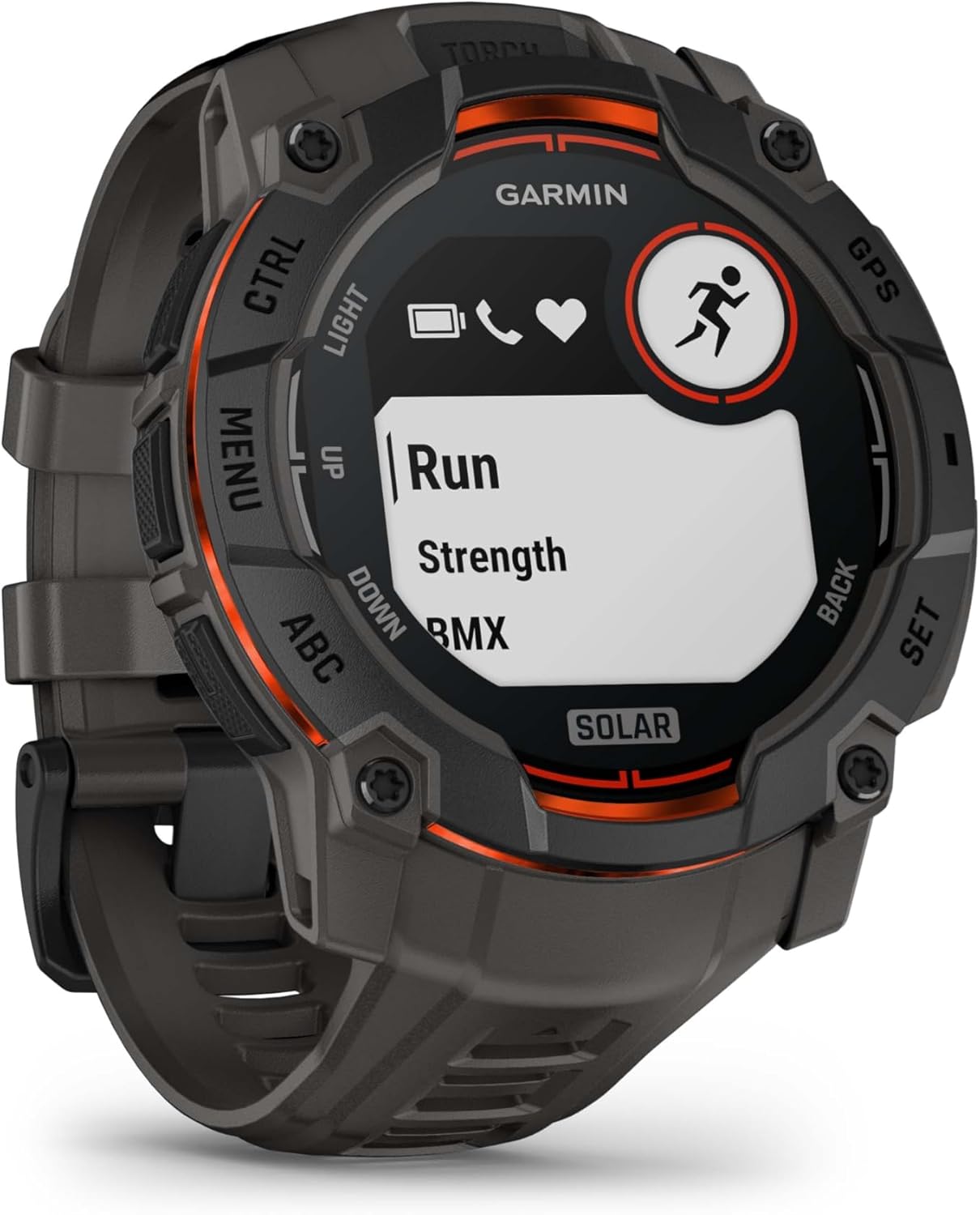 Garmin Instinct 3 Solar 50 mm, Rugged Outdoor GPS Smartwatch, Built-in Flashlight, Up to 40 Days of Battery Life, Black with Charcoal Band Bundle