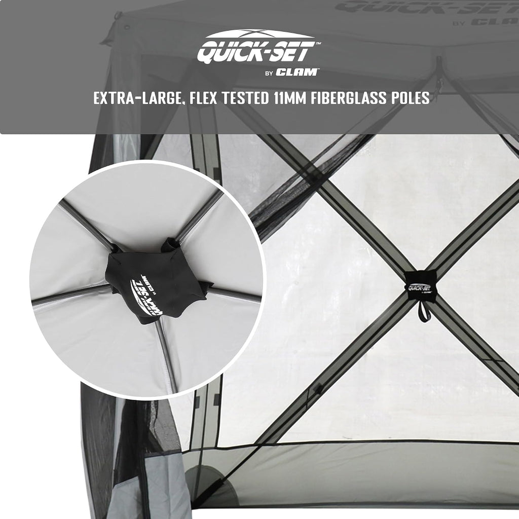 CLAM Quick-Set Pop Up Screen Tent, Traveler, 6 x 6 ft, Instant Setup Gray Portable Outdoor Shelter, Compact Bug-Free Canopy Tent for Camping, Fishing, Backyard - Gray