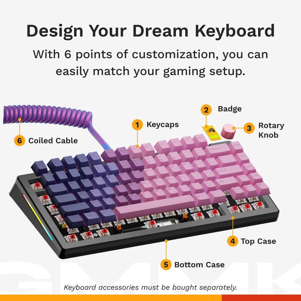 Glorious Gaming - GMMK 3 Custom Mechanical Gaming Keyboard with Knob, 75% Tenkeyless Keyboard, Modular Gasket System, Doubleshot PBT Keycaps, Aluminum Switch Plate, Hotswappable Switches, ANSI (Black)