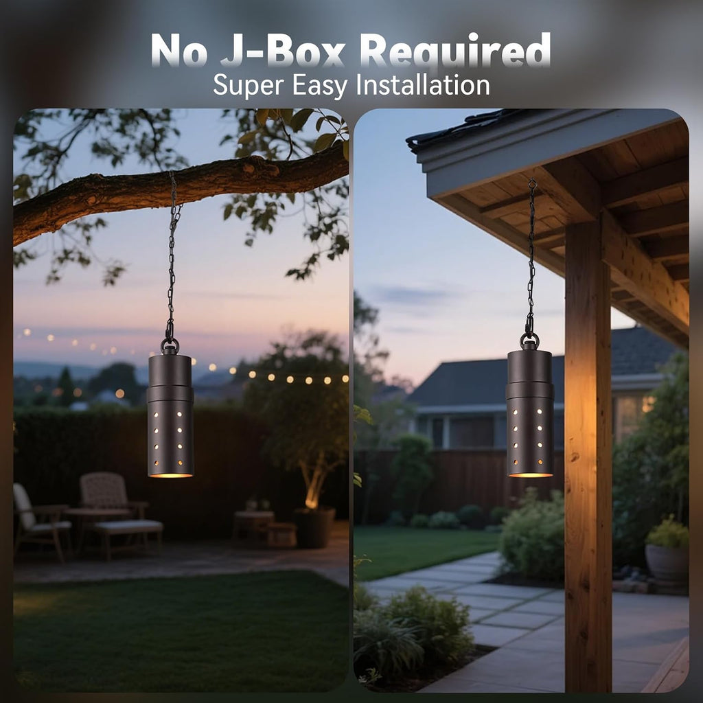 LEONLITE 5CCT Low Voltage Hanging Lights Outdoor, LED Landscape Pendant Lights, ETL Listed, 12V Hanging Tree Light for Gazebo, Pergola, Garden, Aluminum, IP65, Oil Rubbed Bronze, Pack of 4