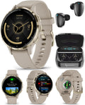 Garmin Venu 3S GPS Smartwatch AMOLED Display 41mm Watch, Health and Fitness Features, Up to 10 Days of Battery, Sleep Coach, French Gray with Black Earbuds Bundle