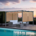 10 x 12 Ft Outdoor Aluminum Pergola, Retractable Canopy & 2 Sides Shades for Patio Backyard Garden Deck