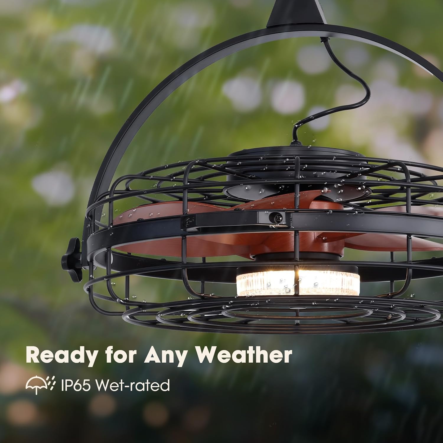 23' Waterproof Outdoor Ceiling Fan with Light, Outdoor Hanging Fan for Patio, 6-Speed & 3 CCT LED, Caged Ceiling Fan with Smart APP & Remote Control, Perfect for Gazebo, Pergola, Canopy