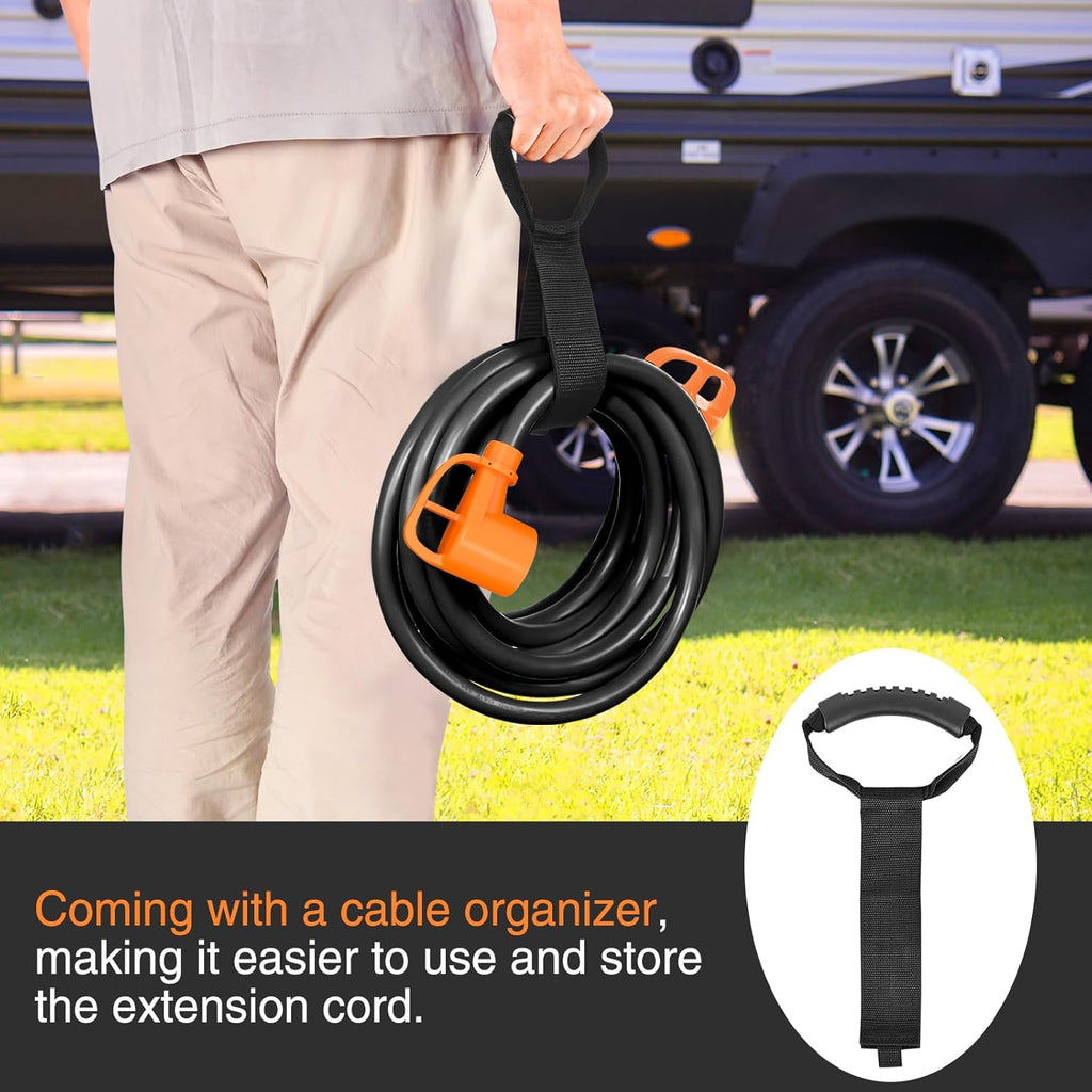 Nilight 50FT 30 Amp RV Extension Cord with Adapter 15Amp to 30Amp 125V Heavy Duty 10/3 Gauge Pure Copper STW Wire UL ETL Listed 3 Prong TT-30P TT-30R Weatherproof Suit for Generators Campers