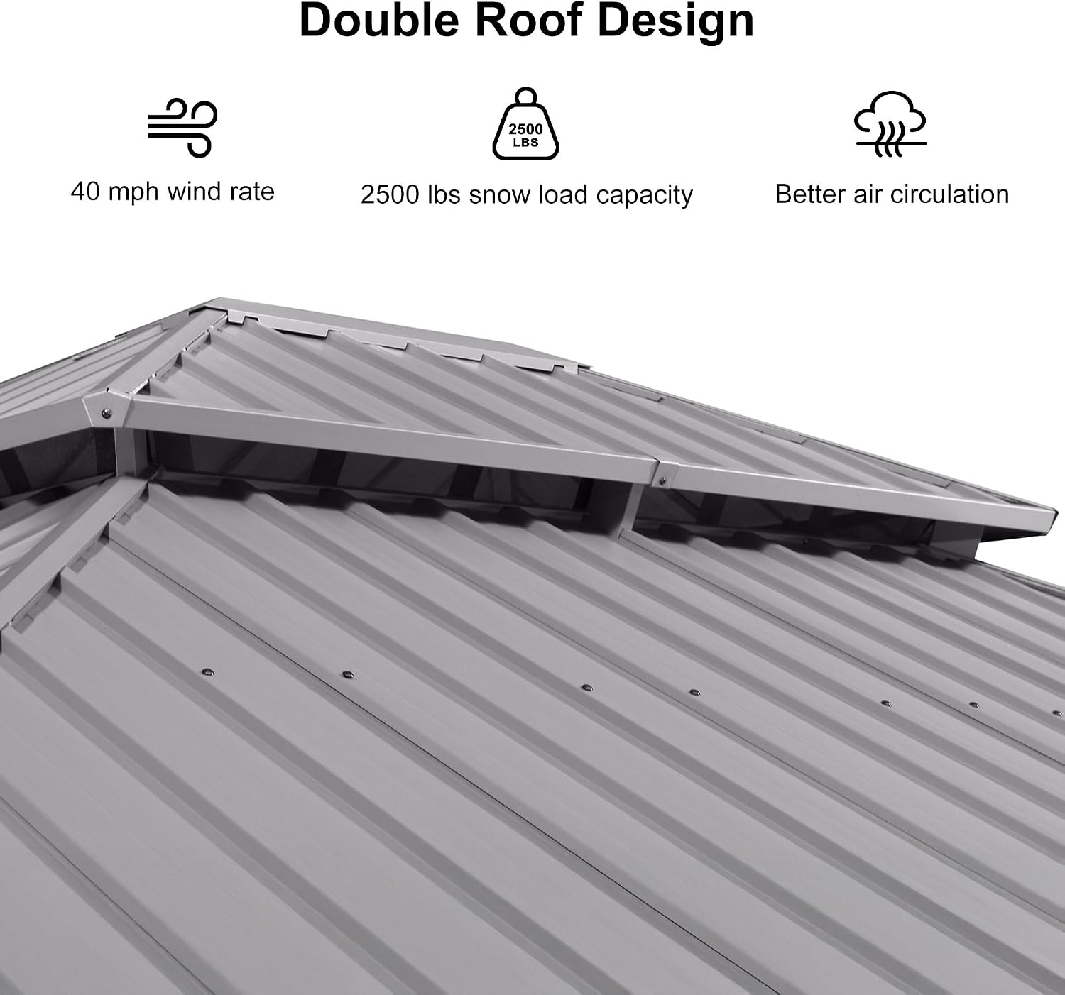PURPLE LEAF 13' x 15' Hardtop Aluminum Gazebo with Double Metal Roof Heavy Duty Permanent Gazebo for Patio Deck Lawn Garden All Weather Outdoor Pavilion Gazebos, Light Grey