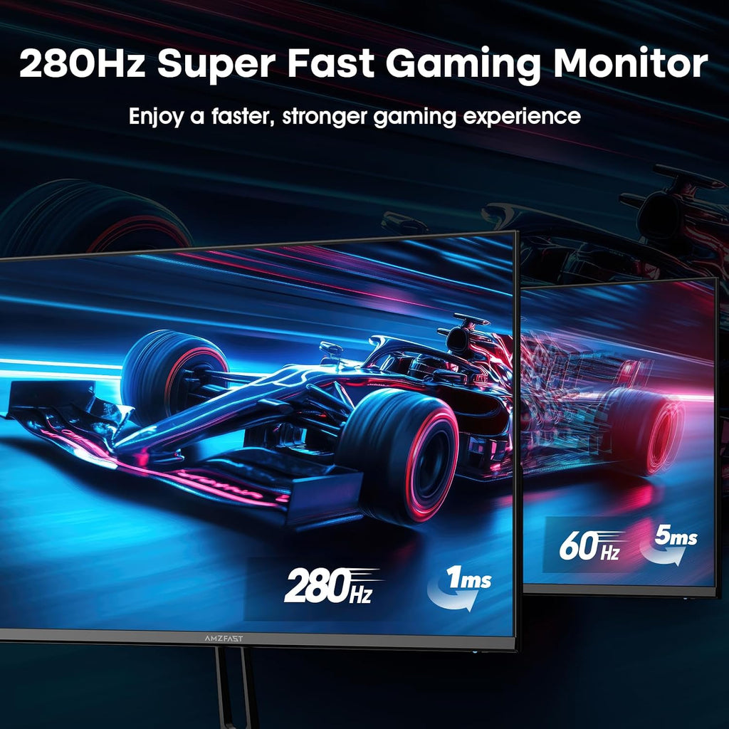 Amzfast 24.5 Inch 280Hz/240Hz FHD 1080p Gaming Monitor, 1ms Adaptive Sync, 3000:1, 126% sRGB, 93% DCI-P3, TÜV Rheinland Eye Care, HDMI 2.0 x 2 & DP 1.4 x 2, AMZG25X1 Pro