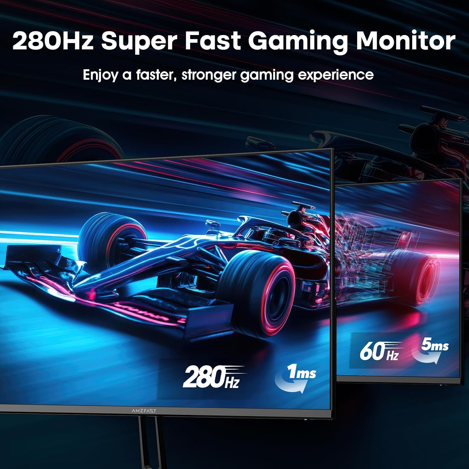 Amzfast 24.5 Inch 280Hz/240Hz FHD 1080p Gaming Monitor, 1ms Adaptive Sync, 3000:1, 126% sRGB, 93% DCI-P3, TÜV Rheinland Eye Care, HDMI 2.0 x 2 & DP 1.4 x 2, AMZG25X1 Pro
