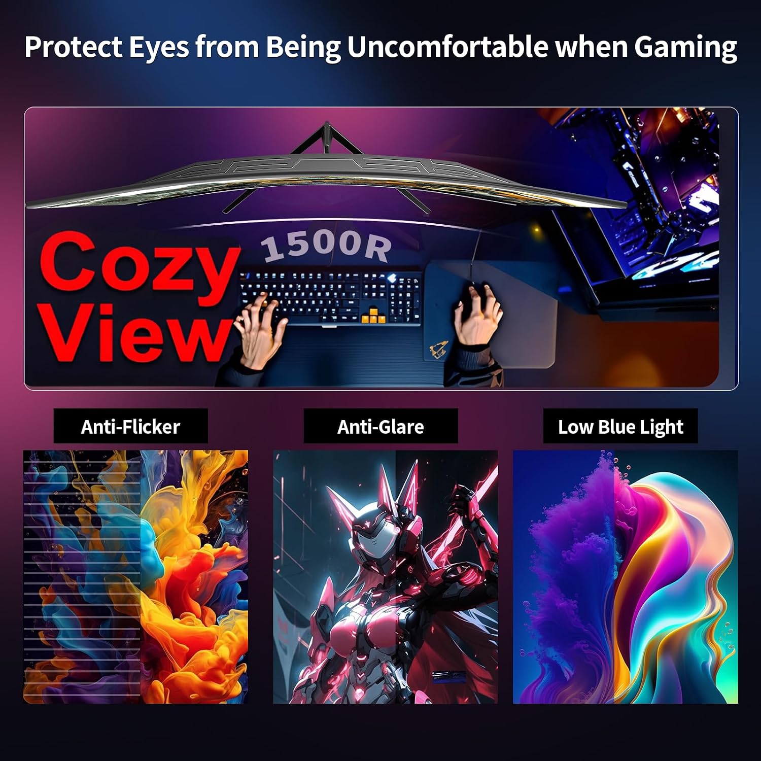 ZZA 32 Inch Curved Gaming Monitor, QHD 2560x1440, Ultra 300Hz & 240Hz Refresh Rate, Computer Monitor VA Panel,1500R, 1ms, HDR, AMD FreeSync Premium, NVIDIA G-SYNC Compatible
