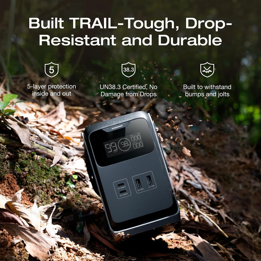 EF ECOFLOW TRAIL 200 DC Portable Power Station with Camping Lamp, 192Wh LiFePO4 Battery, 220W DC Output, Compact Power Bank for Camping, Travel, Outdoors, and Emergency Use