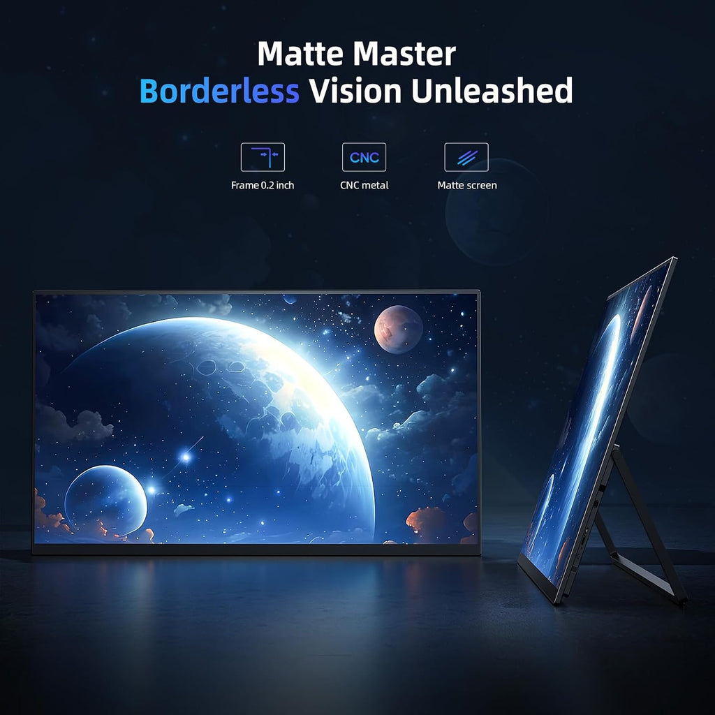Portable Monitor 18.5' | 120HZ 1ms Gaming Monitor | 125% sRGB | FreeSync, HDR | 350Nits | USB-C & HDMI | VESA & Stand | Large Travel External Second Screen for Laptop, Computer, Game Consoles