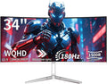 ZZA UltraWide 34 Inch Curved Monitor 1500R PC Screen 180hz Refresh Rate WQHD 3440x1440 Computer Gaming Monitor VA PanelAMD FreeSync Premium | HDR10 | 99% sRGB | VESA