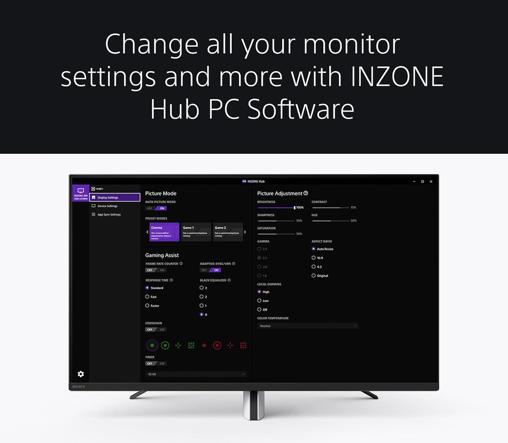 Sony 27' INZONE M9 4K HDR 144Hz HDMI 2.1 Gaming Monitor with Full Array Local Dimming and NVIDIA G-SYNC