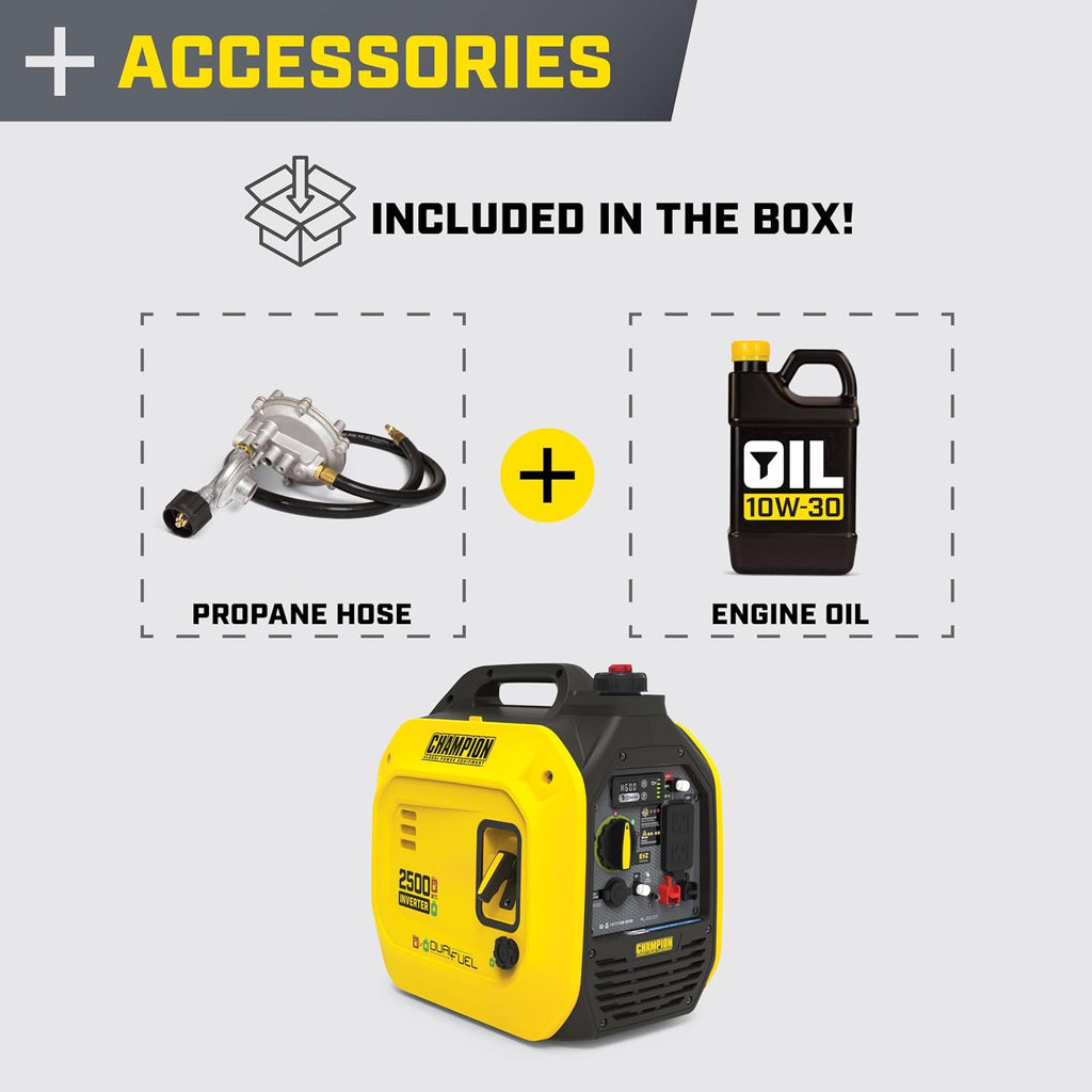 Champion Power Equipment 2500-Watt Dual Fuel Portable Inverter Generator with Quiet Technology and CO Shield