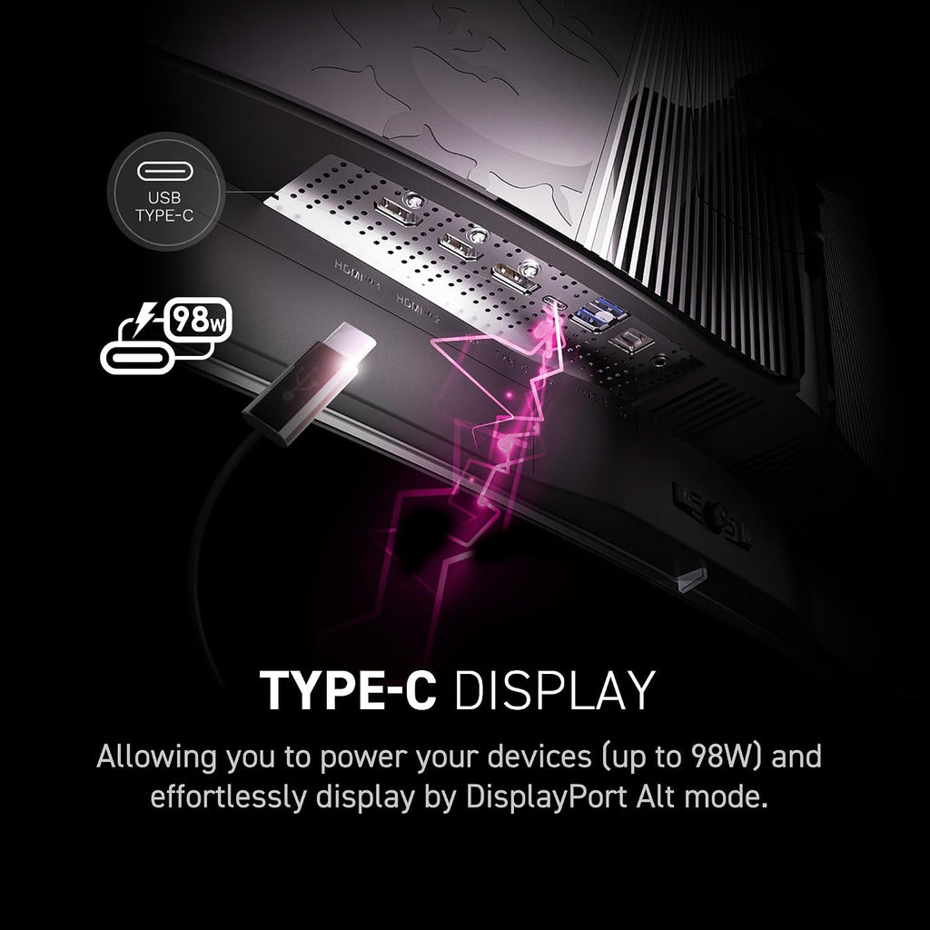 msi MPG 321CURX QD-OLED, 32-Inch,4K UHD, 3840x2160,1700R,OLED Monitor, 240Hz,0.03ms, DisplayHDR True Black 400, G-SYNC™ Compatible, HDMI™ 2.1, DP 1.4a, USB C (98W PD),Height Adjustable, Black