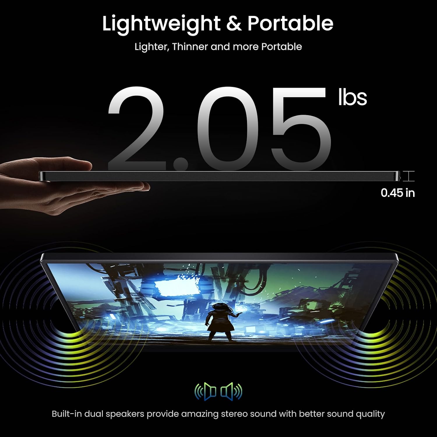 VILVA 17.3'' Portable Monitor 2.5K QHD 165Hz Gaming Display, Ultra-Slim Metal Body, Built-in Stand, USB-C HDMI External Monitor for Laptop, PC, PS5, Xbox, Switch