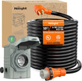 Nilight 50A 50FT Generator Extension Cord and Power Inlet Box 125/250V Heavy Duty 6/3+8/1 Gauge STW ETL Listed NEMA 14-50P/SS2-50R Twist Lock Connector for RV Outdoor Use