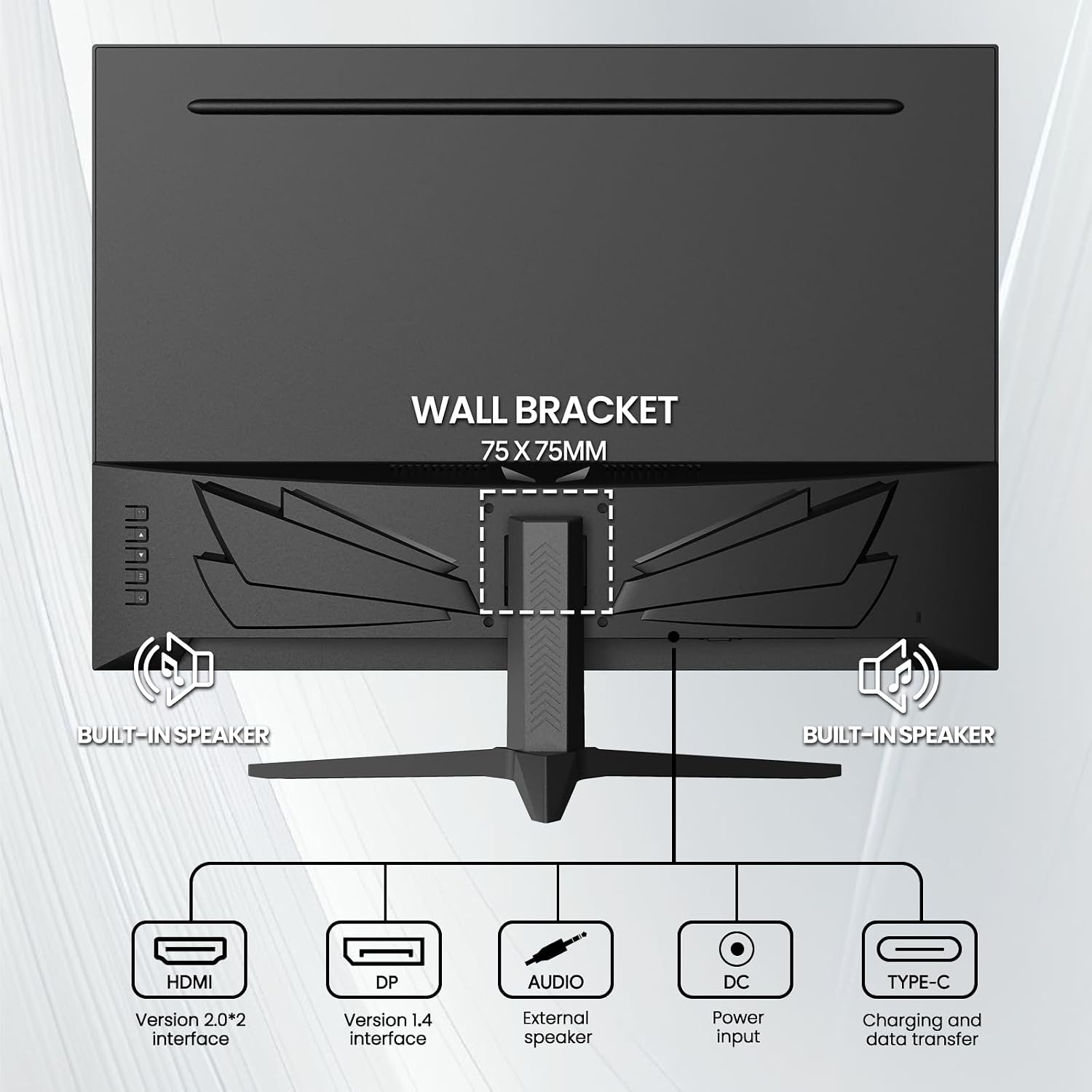 CRUA 28'' Monitor, 4K UHD+(3840×2560P)IPS 60Hz Computer Monitors, 15:10 Aspect Ratio, 10Bit Color, Built-in Speakers, Ultra-Clear PC Display Support HDMI 2.0 & DP1.4, Type-C Port, Wall Mountable–Black