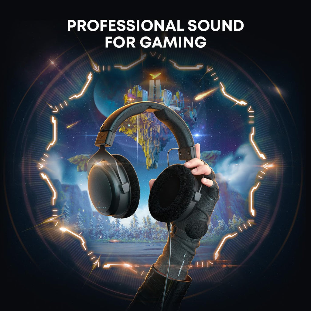 beyerdynamic MMX 300 PRO Closed Gaming Headset with Stellar.45 Driver and Condenser Microphone, Wired Gaming Headset Suitable for PC, Gaming Console, PS, Switch. Handmade in Germany, Black