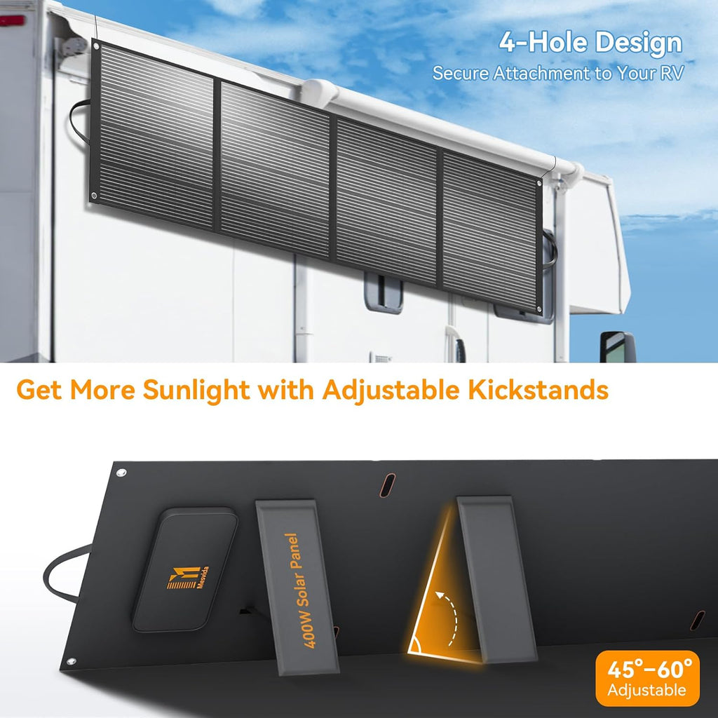 400 Watt Portable Solar Panel IP68 Waterproof ETFE 41V MC4 Output Solar Panels Foldable for Power Stations Solar Generator Camping Off-Grid RV Emergency Backup Hurricane