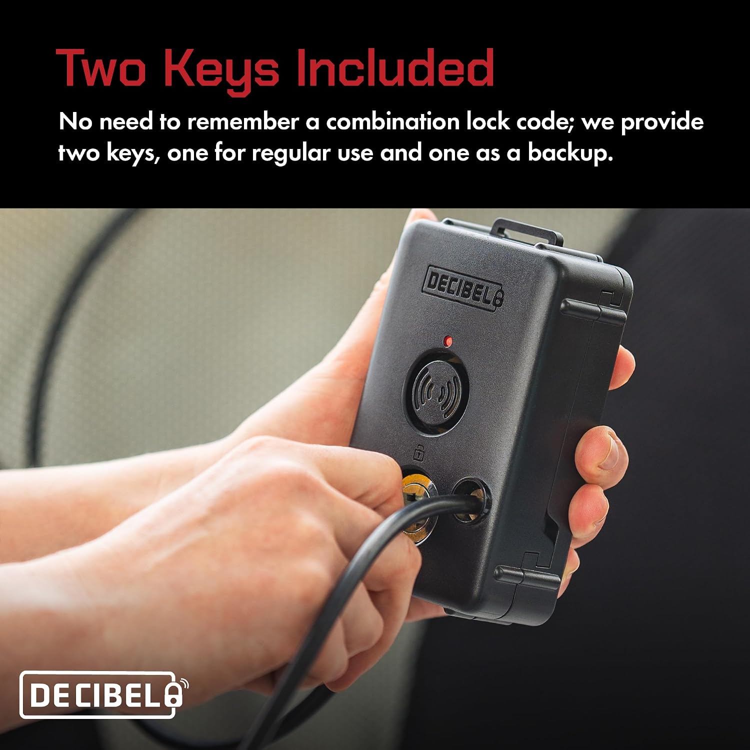 Decibel 15ft Cable Lock with 100dB Alarm, Theft Deterrent for Outdoor Gear, Tools, Kayaks & Generators