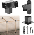15° Wall Pergola Kits - Stainless Steel 15 Degrees Wall Mounts for 4x4 Posts(Actual 3.5' X 3.5'), Angled Pergola Construction Bracket Kit(a 4-Way,1 wall-Bracket,1 Post-Base)