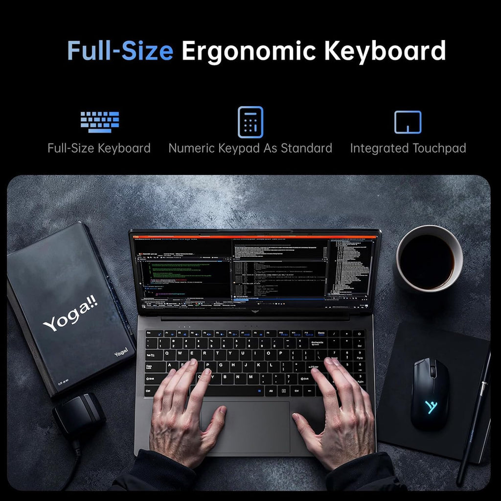 Gaming Laptop with AMD Ryzen 4300U Processor, 15.6' FHD Screen Laptop Computer with Radeon Graphics, 16GB RAM 512GB ROM Laptops Work Student Windows 11 Laptop, Wi-Fi, Type-C, HDMI, Webcam Cover Slide