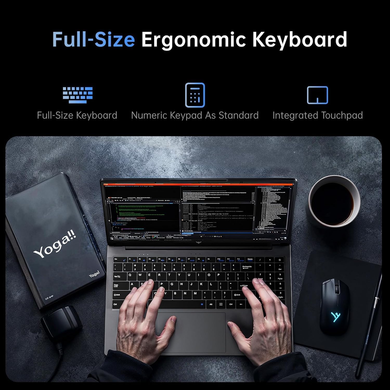 Gaming Laptop with AMD Ryzen 4300U Processor, 15.6' FHD Screen Laptop Computer with Radeon Graphics, 16GB RAM 512GB ROM Laptops Work Student Windows 11 Laptop, Wi-Fi, Type-C, HDMI, Webcam Cover Slide