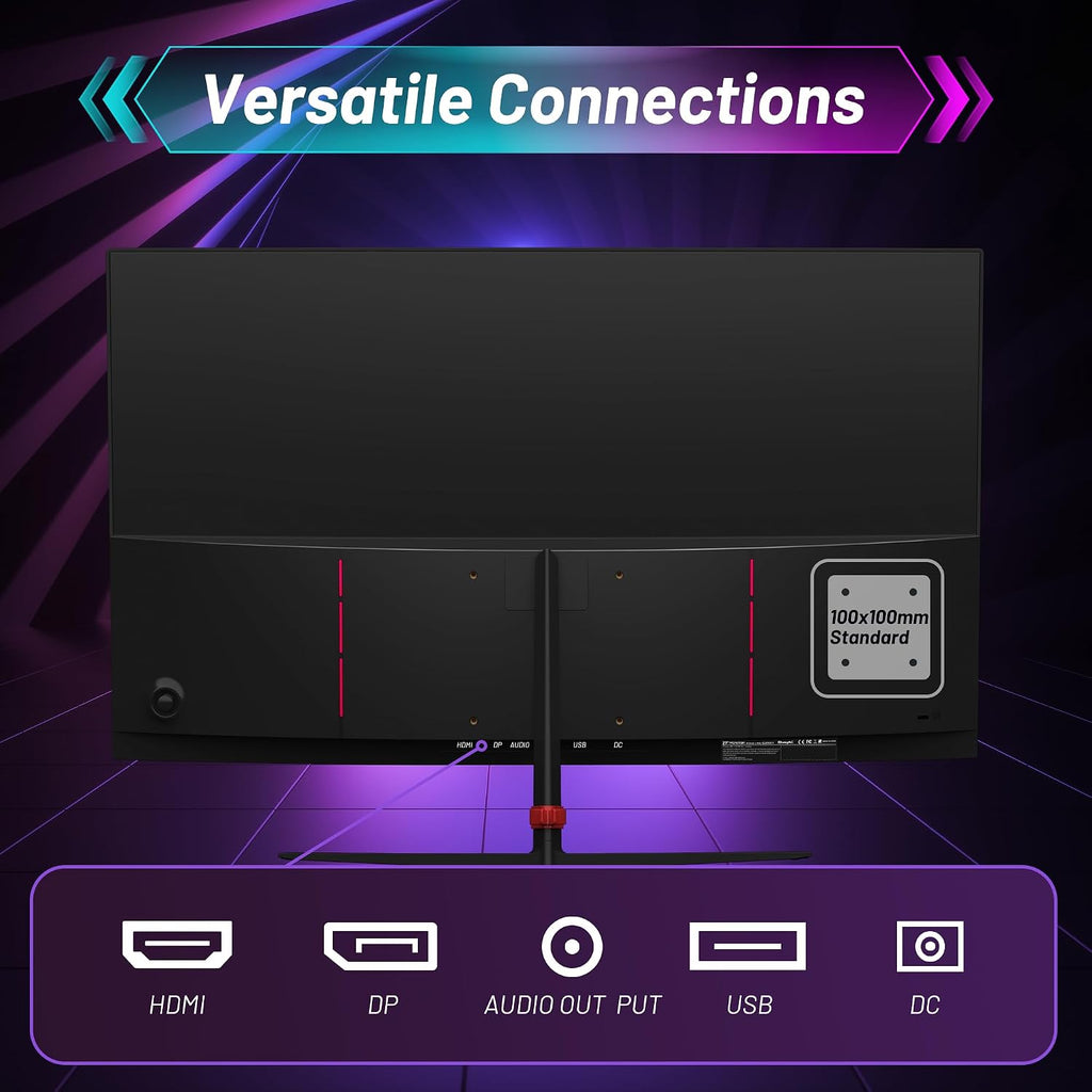 27 Inch Curved 180Hz Gaming Monitor, 1800R Curved Gaming Monitor, 1ms MPRT, FHD(1920×1080P), Freesync, HDMI2.0,DP1.4, VESA Mountable(DP&HDMI Cable Incl.)