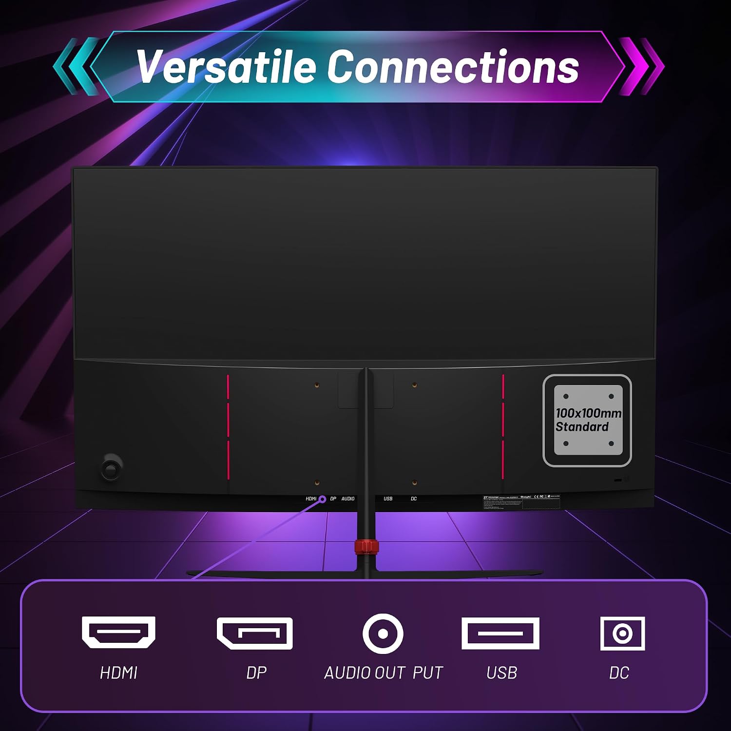 27 Inch Curved 180Hz Gaming Monitor, 1800R Curved Gaming Monitor, 1ms MPRT, FHD(1920×1080P), Freesync, HDMI2.0,DP1.4, VESA Mountable(DP&HDMI Cable Incl.)