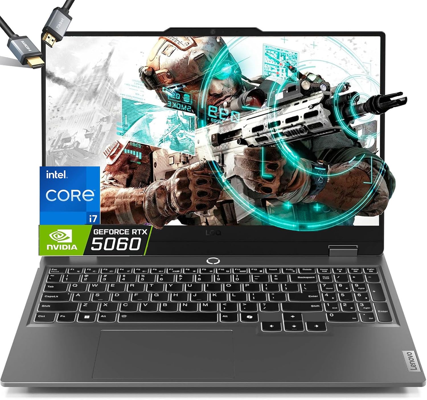 Lenovo LOQ 15.6 Gaming Laptop RTX 5060 - i7-13650HX - FHD IPS Display 144Hz - 32GB DDR5 RAM -1TB PCIe SSD -Backlit Keyboard - Windows 11 - Wi-Fi 6 - Webcam - HDMI Cable